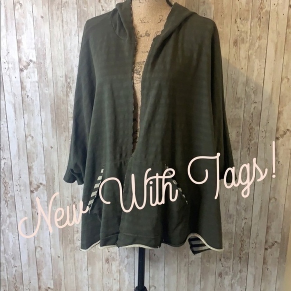 Oddly Hooded Green Open Front Cardigan